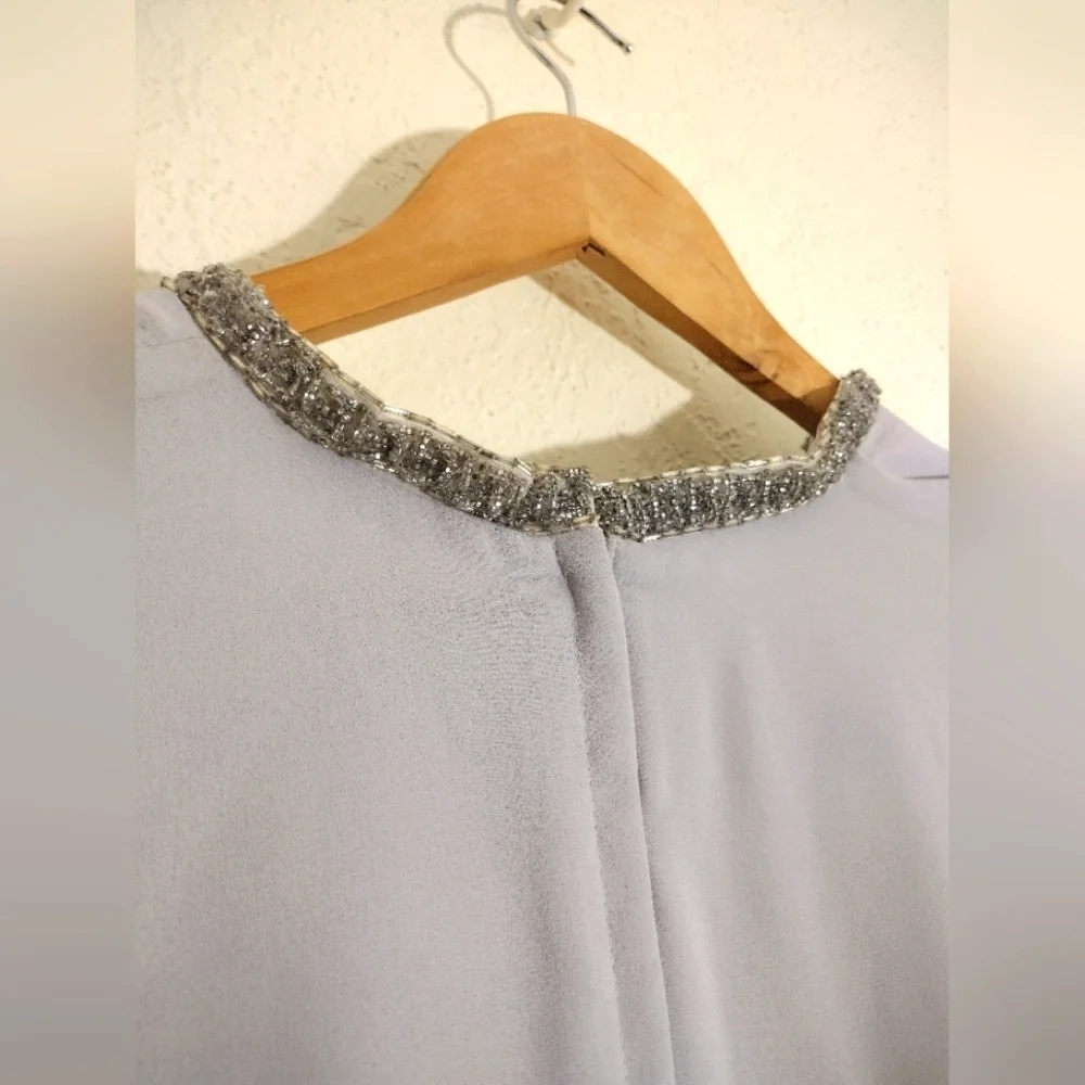 Jack Bryan Vintage 70s Hand Beaded Gray 7505 Midi Dress